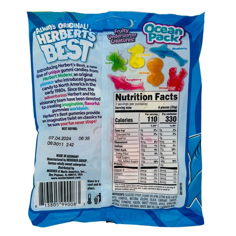 Herbert's Best Ocean Pack Gummies 3.5oz - 12 Pack Nutrition Facts - Ingredients
