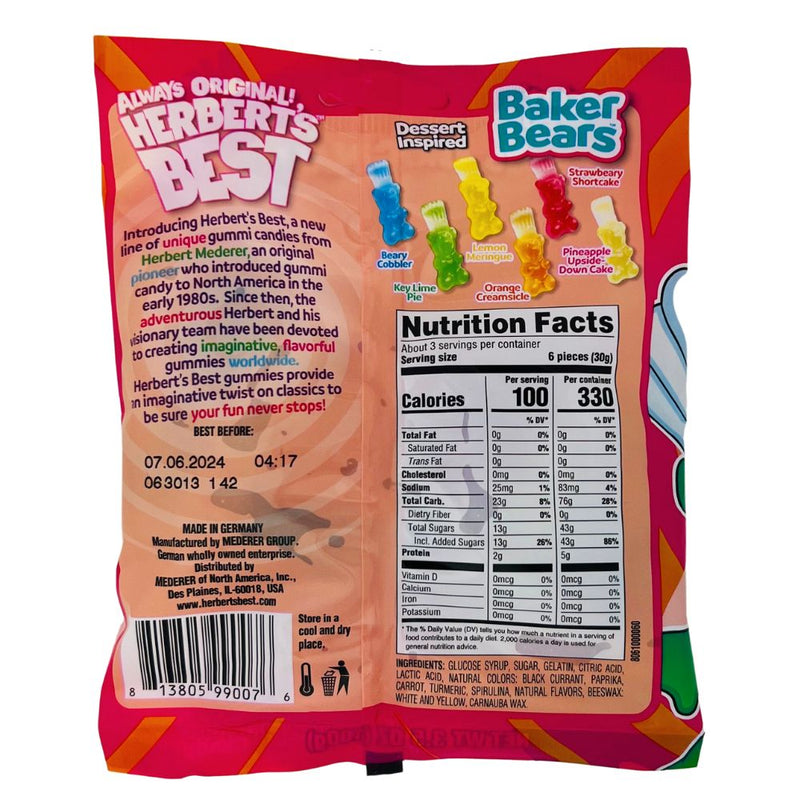 Herbert's Best Baker Bears 3.5oz - 12 Pack Nutrient facts Ingredients
