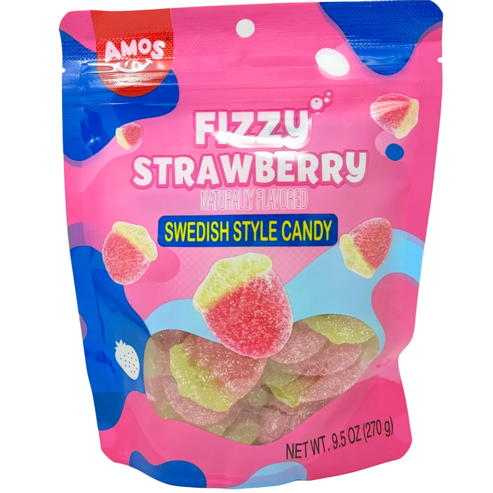 Amos Swedish Style Fizzy Strawberry 9.5oz - 12 Pack