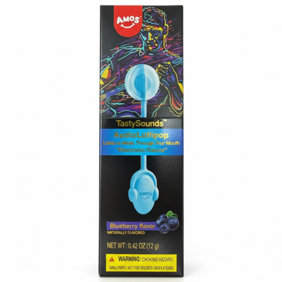 Amos TastySounds Audio Lollipop Blueberry 0.42oz - 12 Pack