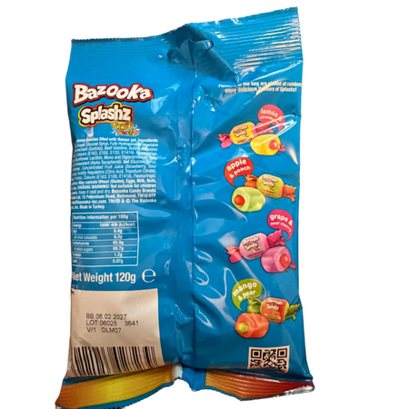 Bazooka Splashz Fruit Fiesta Chews 120g (UK) - Ingredients