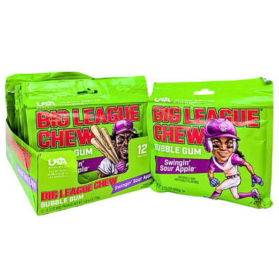 Big League Chew Bubble Gum-Swingin' Sour Apple - 12 Pack