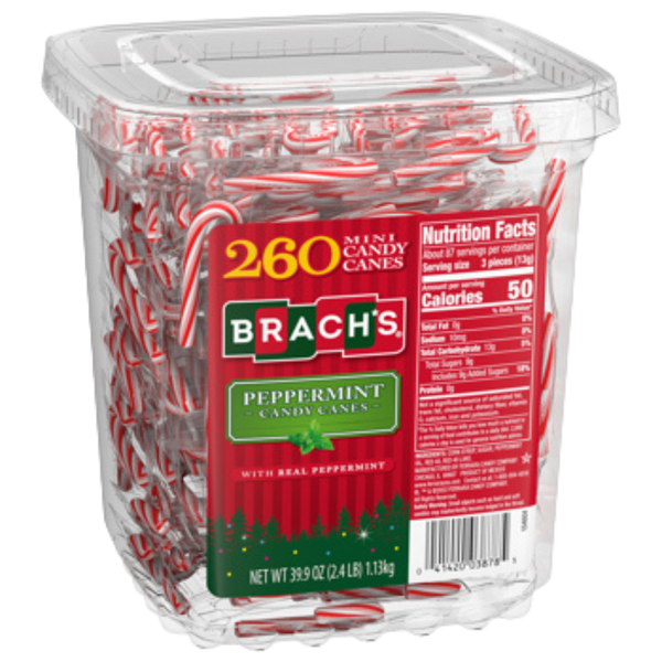 Brach's Peppermint Mini Candy Canes 260ct 39oz - 1 Tub