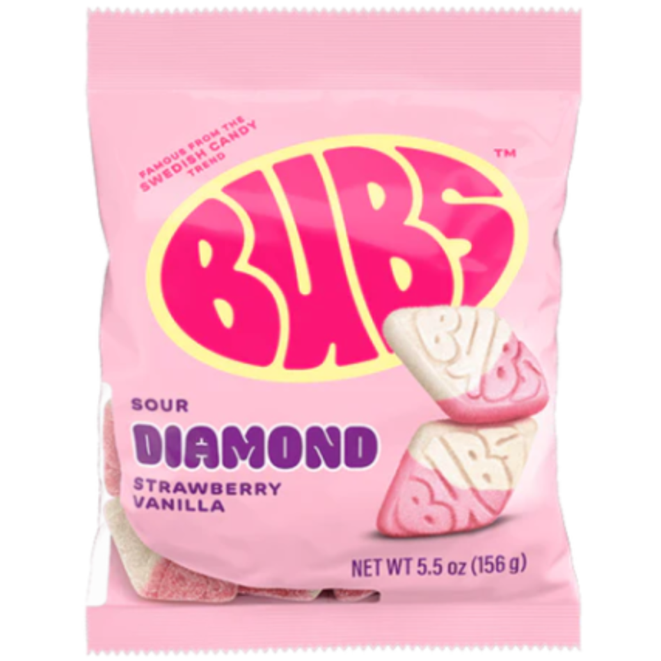 Bubs Sour Diamond Strawberry & Vanilla 5.5oz - 8 Pack