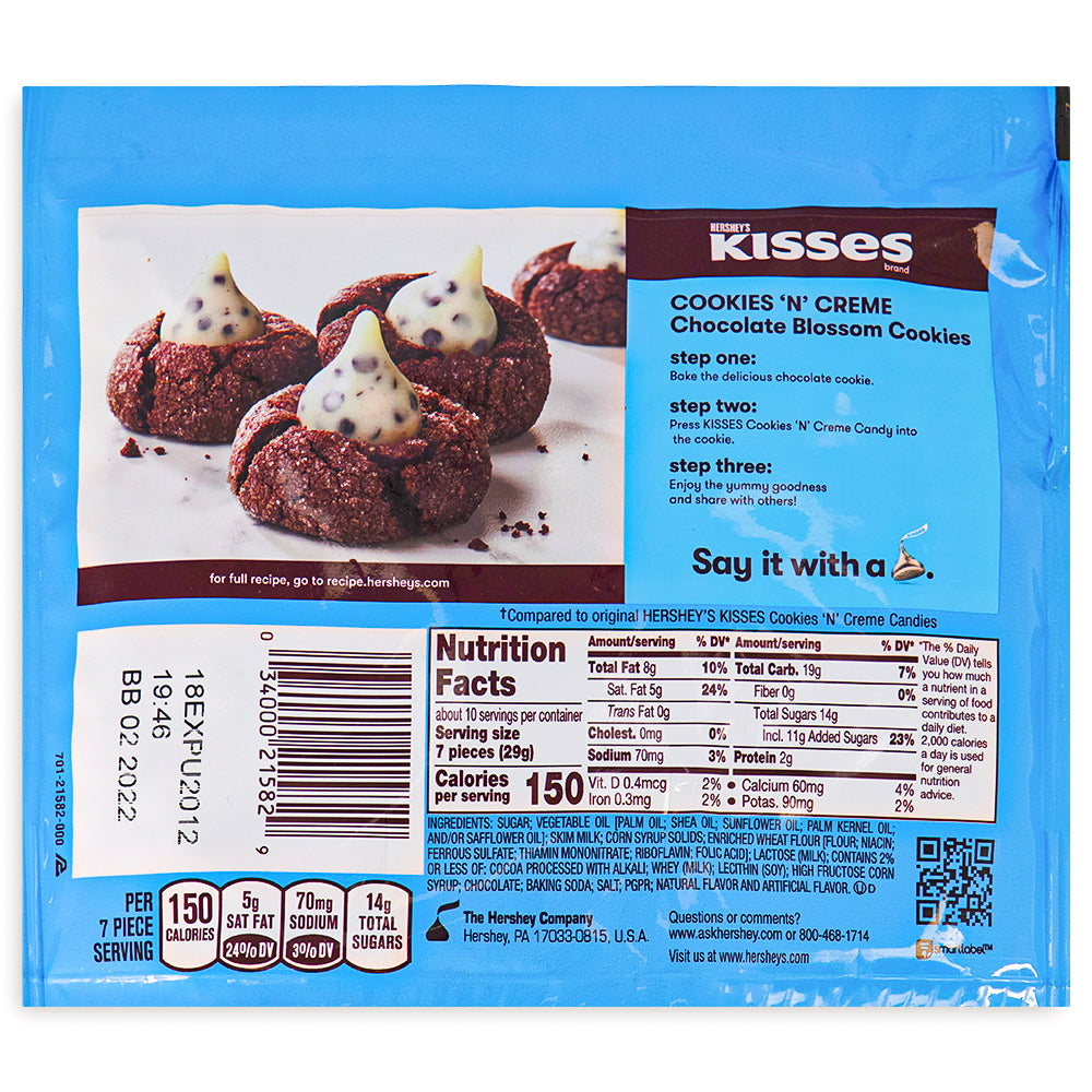 Hershey's Kisses Cookies 'N' Creme 10oz - 8 Pack  Nutrition Facts Ingredients
