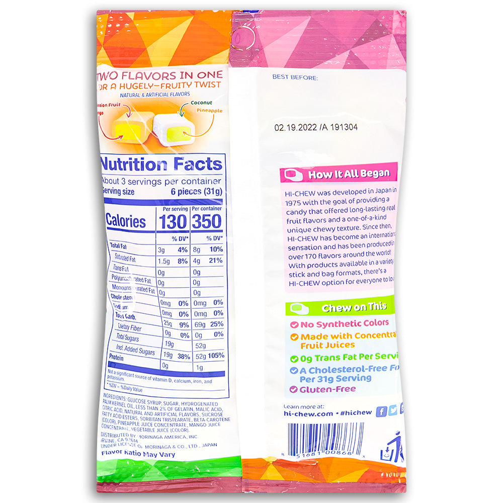 Hi-Chew Fruit Combos 3oz - 6 Pack  Nutrition Facts Ingredients