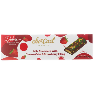 Choccart Dubai Chocolate Milk Chocolate with Cheese Cake & Strawberry Filling 1.3oz - 24 Pack
