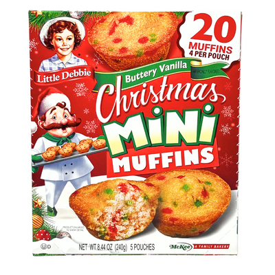 Christmas Little Debbie Mini Muffins - 240g (5 Pouches) - 12 Pack ** BB JAN 03/25**