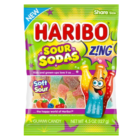 Haribo Sour Sodas Zing 4.5oz - 12 Pack