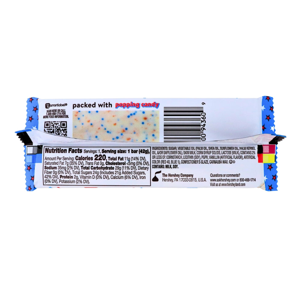 Hershey's White W/Sprinkles and Popping Candy 1.5oz - 36 Pack Nutrient Facts Ingredients