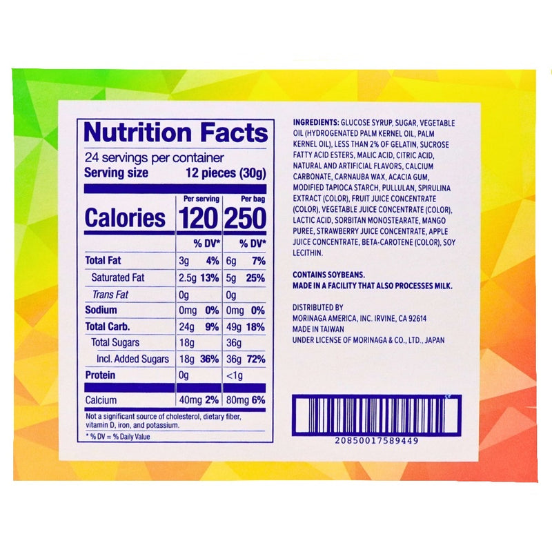 Hi Chew Bites Original Mix 2.12oz - 12 Pack Nutrient Facts Ingredients