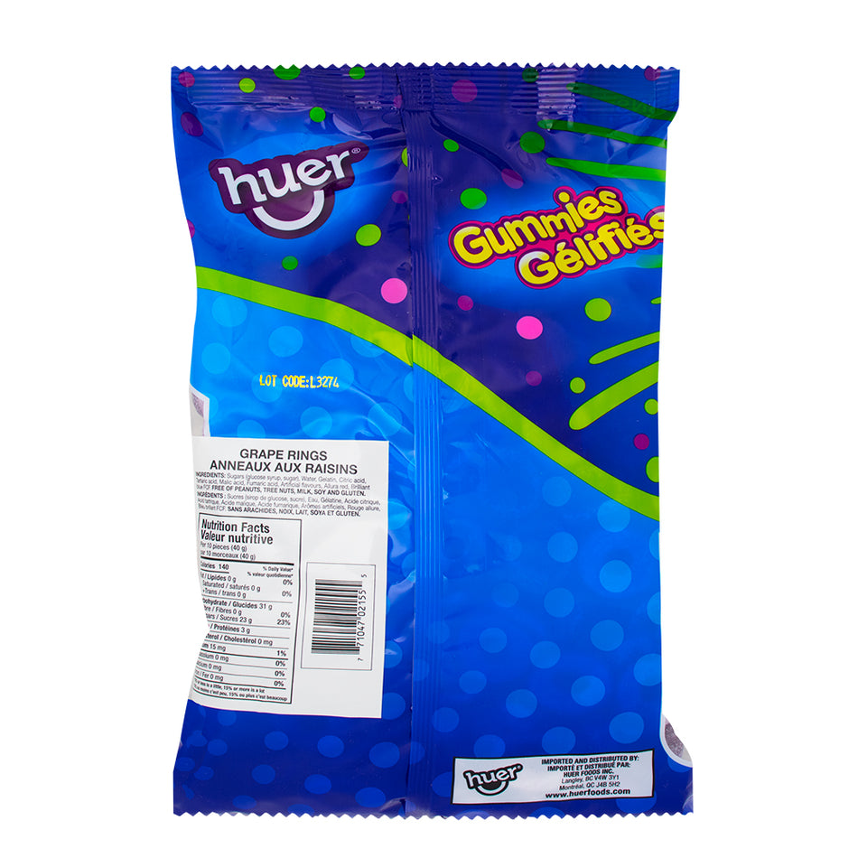 Huer Sour Grape Rings 1kg - 1 Bag  Nutrition Facts Ingredients