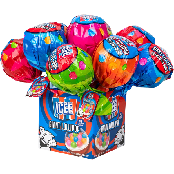 Icee Giant Lollipop Assorted - 10 Pack