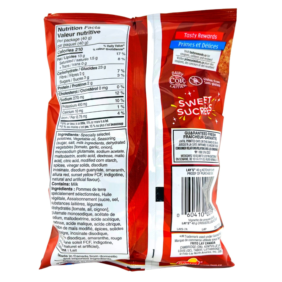 Lays Ketchup Chips 40g - 40 Pack Nutrient facts Ingredients