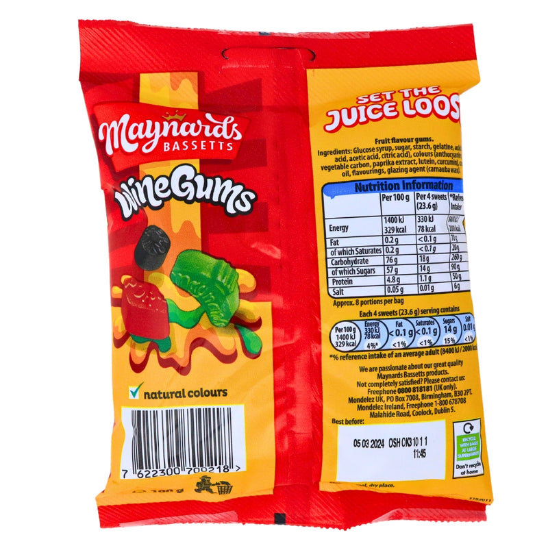 Maynards Bassetts Wine Gums British Candy Nutrient Facts Ingredients