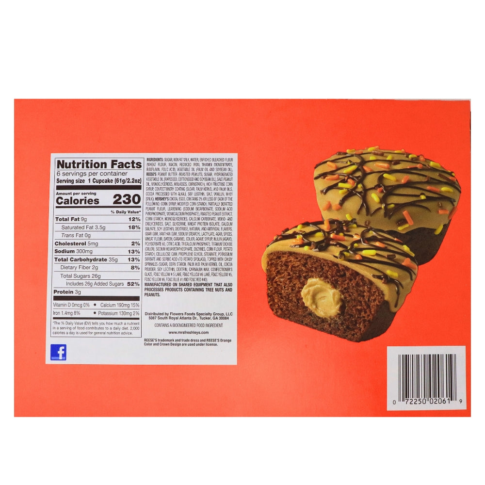 Mrs. Freshley's Reese's Peanut Butter Flavored Cupcakes 128 g Nutrient Facts Ingredients iWholesaleCanada