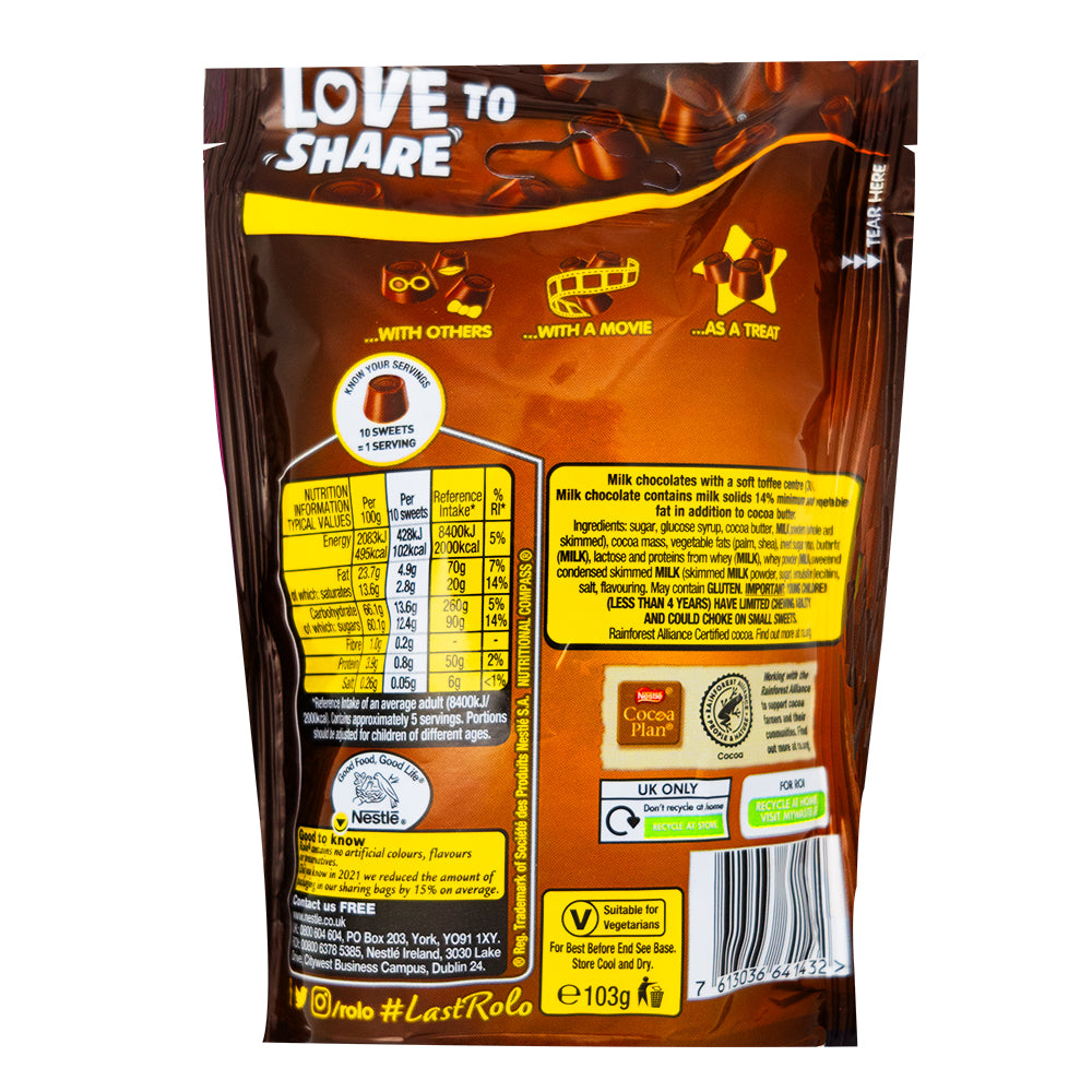 Little Rolo Pouch (UK) - 103g - 8 Pack  Nutrition Facts Ingredients