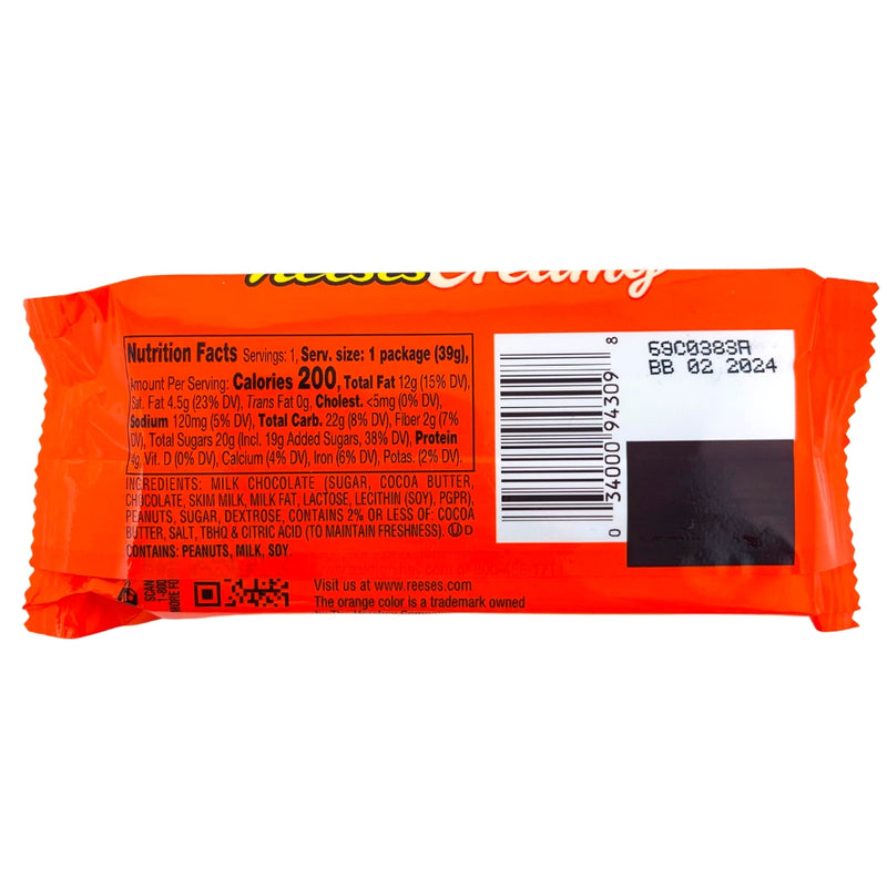 Reese Creamy Peanut Butter Cup 1.4oz - 24 Pack - Nutrition Facts - Ingredients