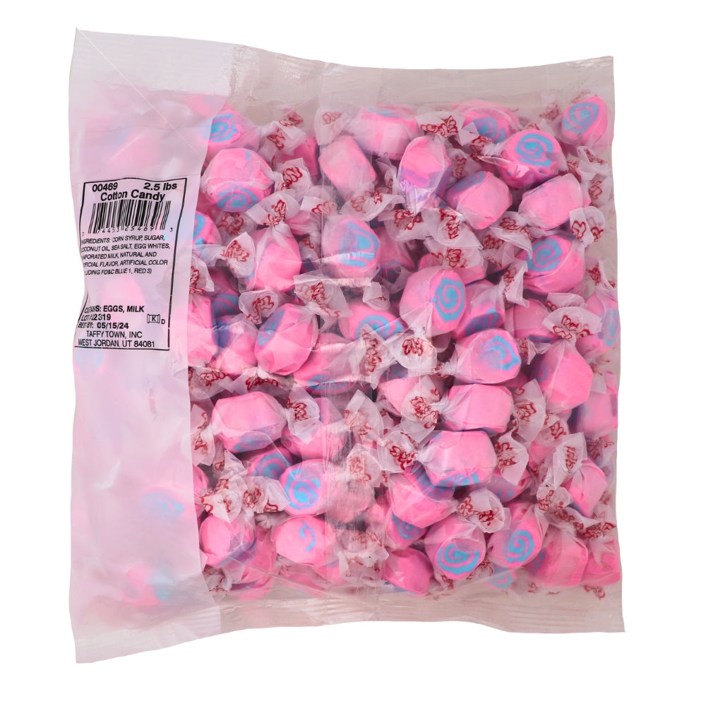 Salt Water Taffy Cotton Candy 2.5lb - 1 Bag Nutrition Facts Ingredients iWholesaleCandy