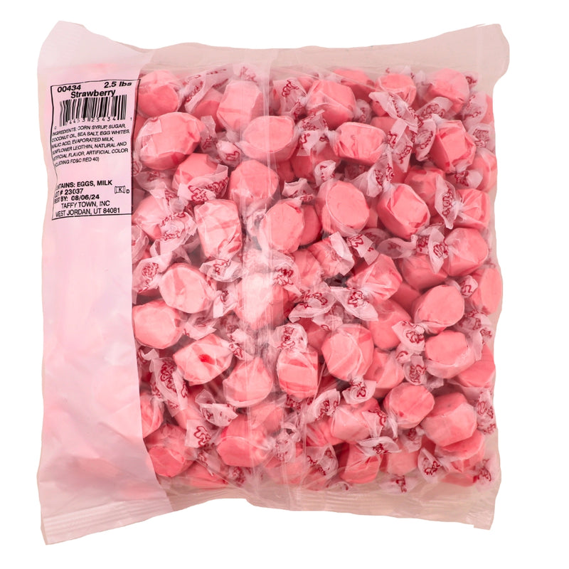 Salt Water Taffy Strawberry 2.5lbs - 1 Bag Bulk Candy Canada Nutrient Facts Ingredients iWholesale candy