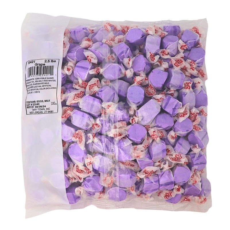 Salt Water Taffy Grape 2.5 lbs - 1 Bag  Nutrition Facts Ingredients| iWholesaleCandy 