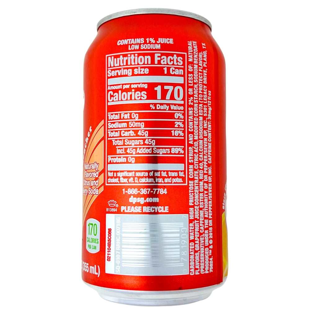 Squirt Ruby Red Soda 355mL - 12 Pack Nutrition Facts Ingredients