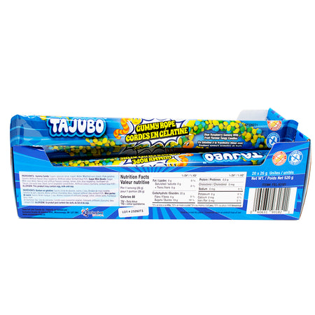 Tajubo Gummy Rope Blue Raspberry - 20 Pack  Nutrition Facts Ingredients
