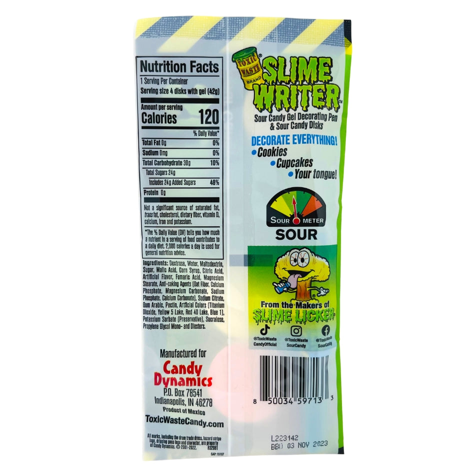 Toxic Waste Slime Writer Gel Decorating Pen - 12 Pack - Nutrition Facts - Ingredients-Toxic Waste Candy