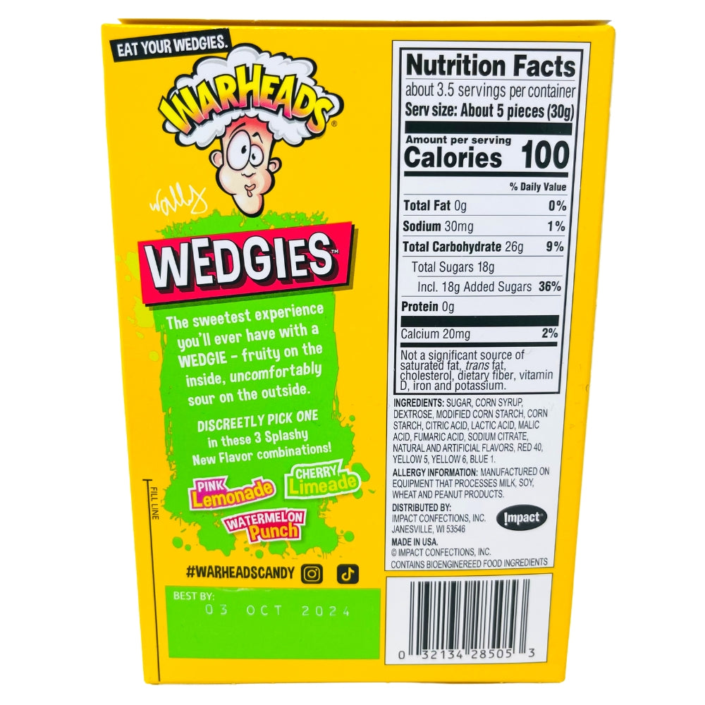 Warheads Wedgies Theater Box 3.5oz - 12 Pack - Nutrition Facts -Ingredients - Warheads Candy