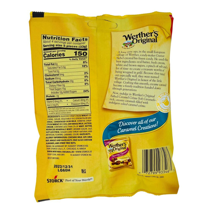 Werther's Original - Salted Creme Soft Caramels 4.5oz - 12 Pack Nutrition facts - Ingredients