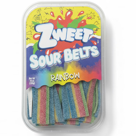 Zweet Sour Belts Rainbow 10oz - 6 Pack