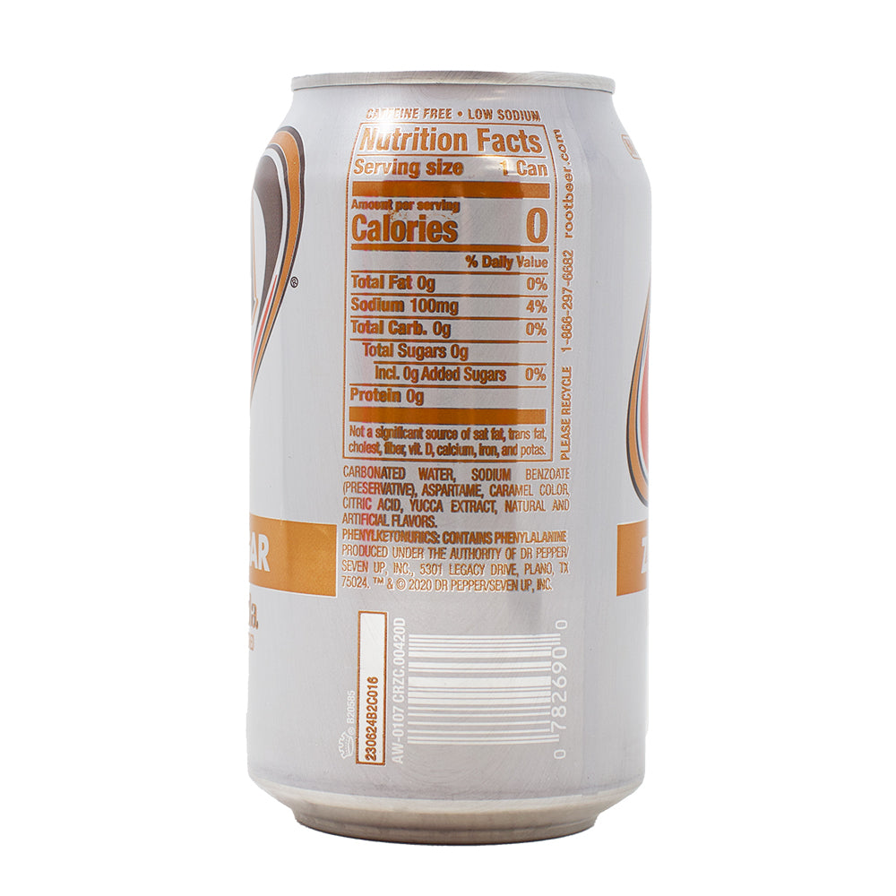 A&W Zero Sugar Cream Soda 355mL - 12 Pack Nutrition Facts Ingredients