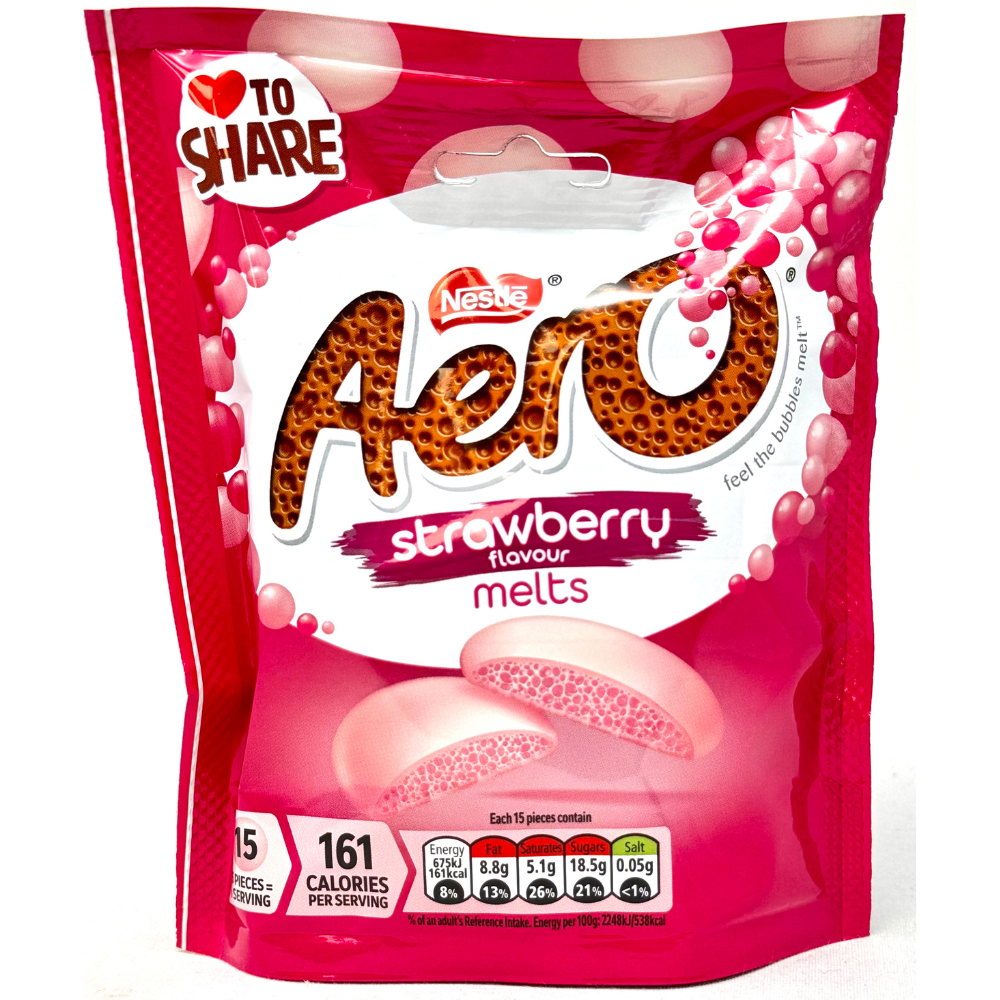 Aero Strawberry Melts Pouch  86g (UK) - 8 Pouch