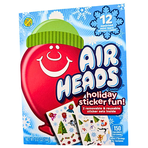 Airheads 12 Assorted Mini Bars with Holiday Sticker Fun 12oz - 12 Pack