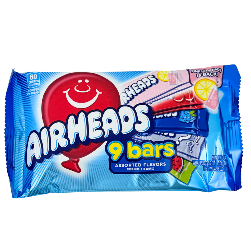 Airheads Assorted 9 Bars Shareable 4.95oz - 15 Pack