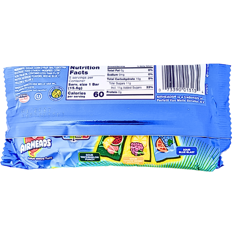 Airheads Sour 5 Bars 2.75oz - 18 Pack