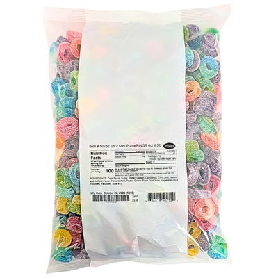 Albanese 6 Flavour Sour Mini Pucker Rings 4.5lb - 1 Bag