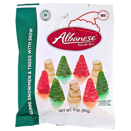 Albanese Christmas Gummi Snowmen & Trees with Snow 3oz - 12 Pack