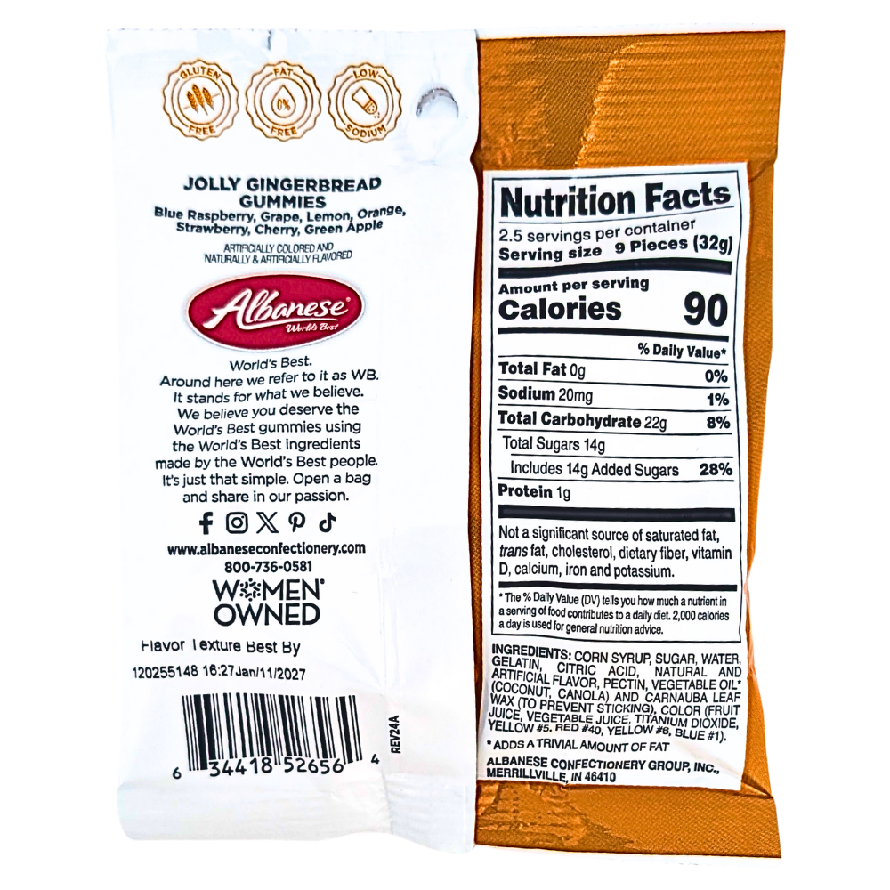 Albanese Jolly Gingerbread Gummies 3oz - 12 Pack