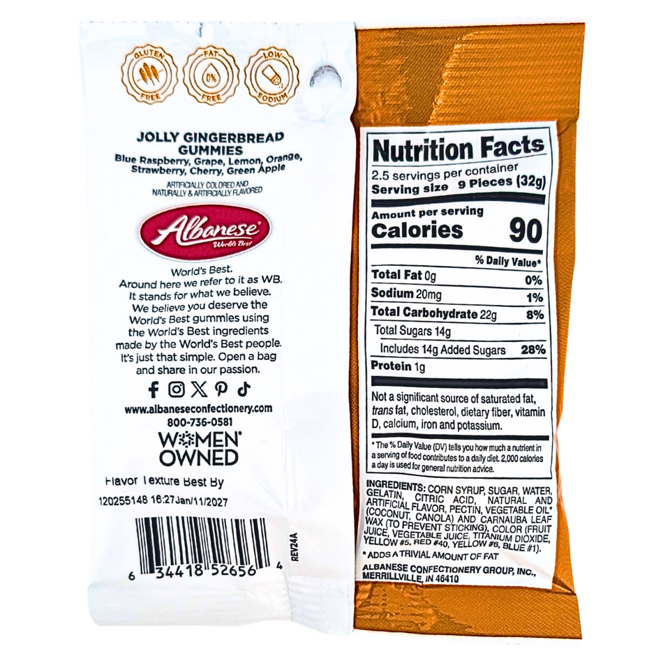 Albanese Jolly Gingerbread Gummies 3oz - 12 Pack