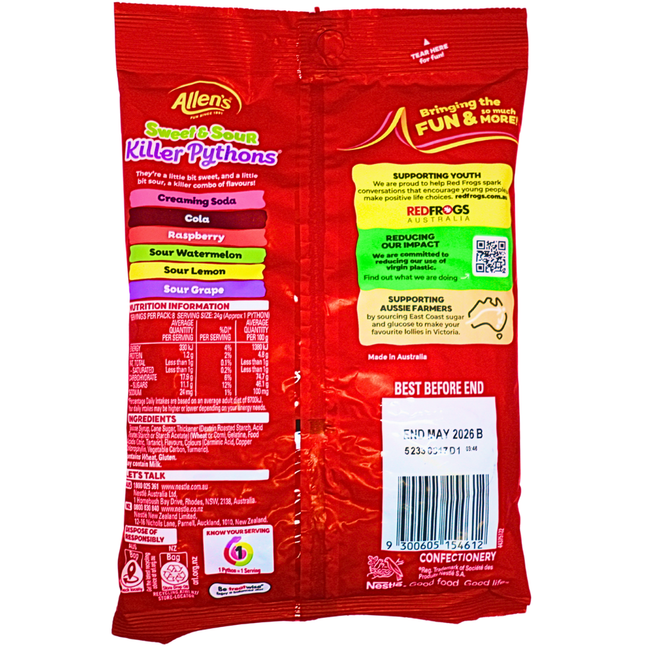 Allen's Sweet & Sour Killer Pythons 192g (Aus) - 12 Pack