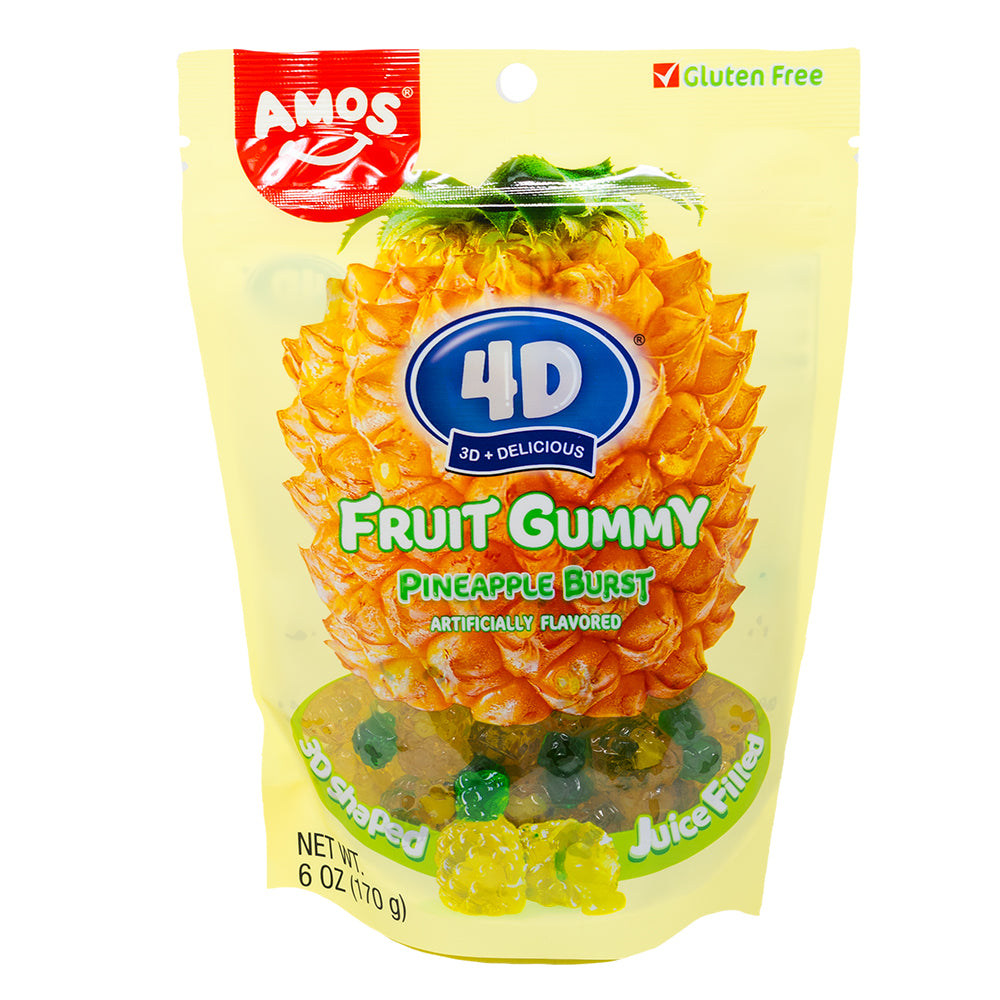 Amos 4D Fruit Gummy Pineapple Burst 6oz - 12 Pack