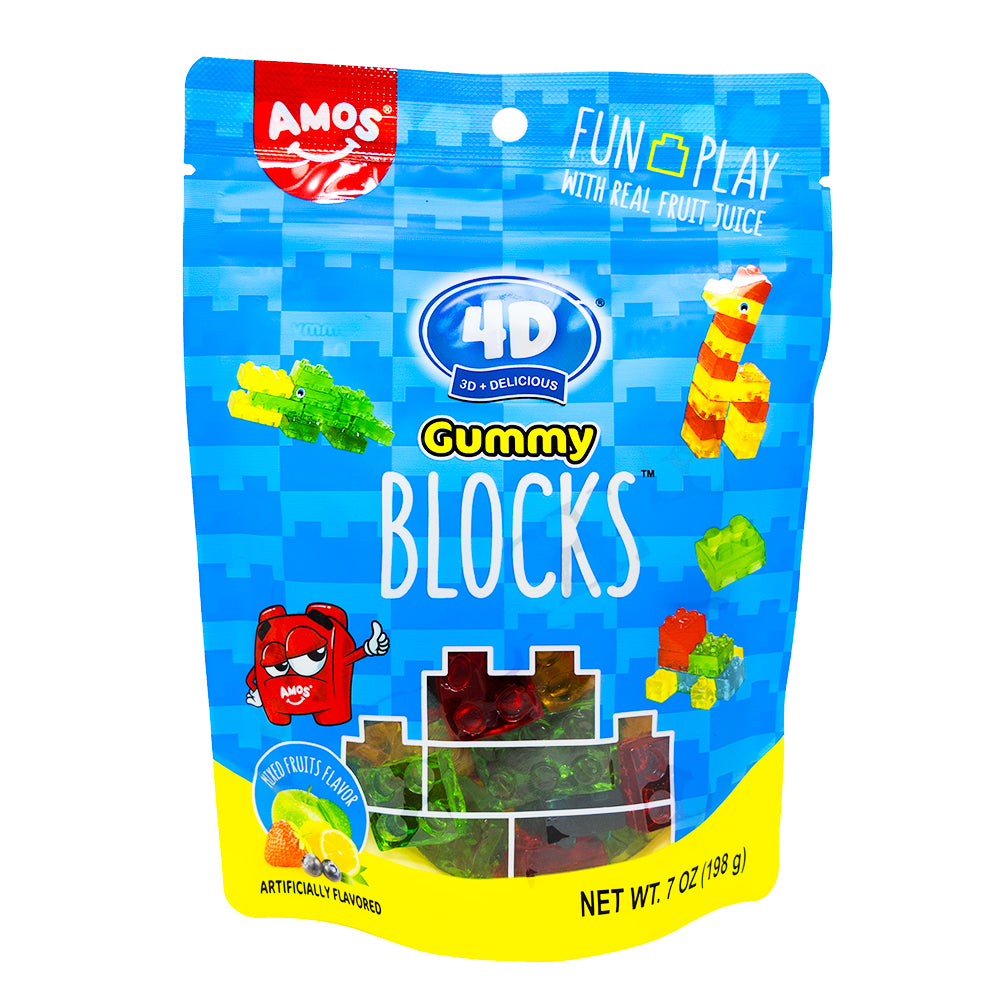 Amos 4D Creative Building Blocks Gummy Candy 7oz - 12 Pack