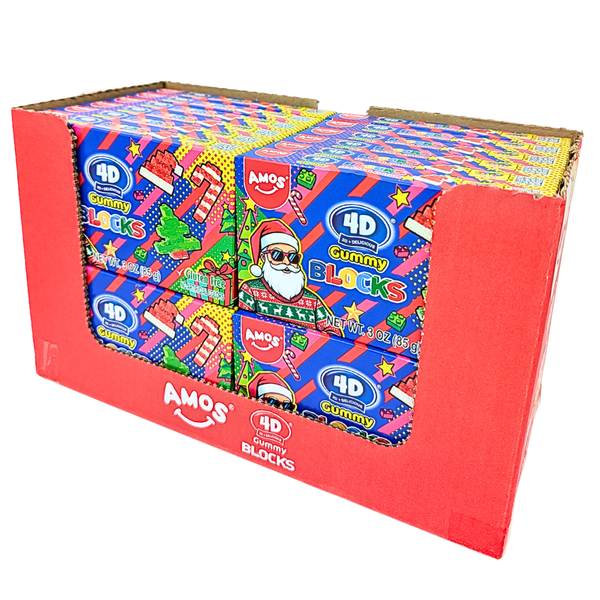 Amos 4D Gummy Blocks Santa Theatre Box 3oz - 24 Pack