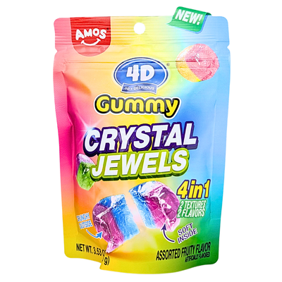 Amos 4D Gummy Crystal Jewels 100g - 12 Pack