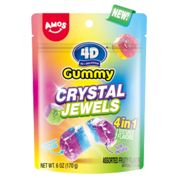 Amos 4D Gummy Crystal Jewels 100g - 12 Pack