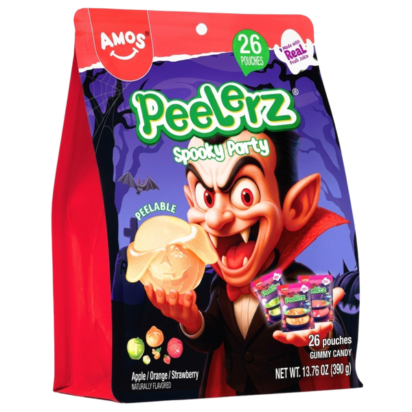 Amos Halloween Peelerz Spooky Party 26pc Variety Bag 390g - 6 Pack