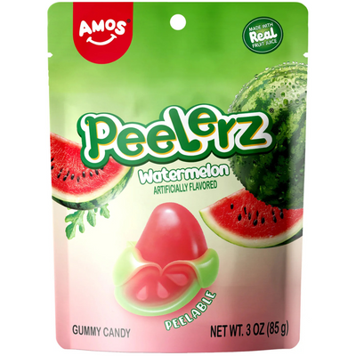 Amos Peelerz Candy - Watermelon 6oz - 12 Pack