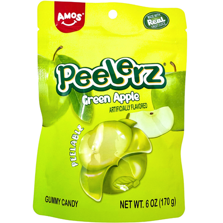 Amos Peelerz Gummy Green Apple 6oz  - 12 Pack
