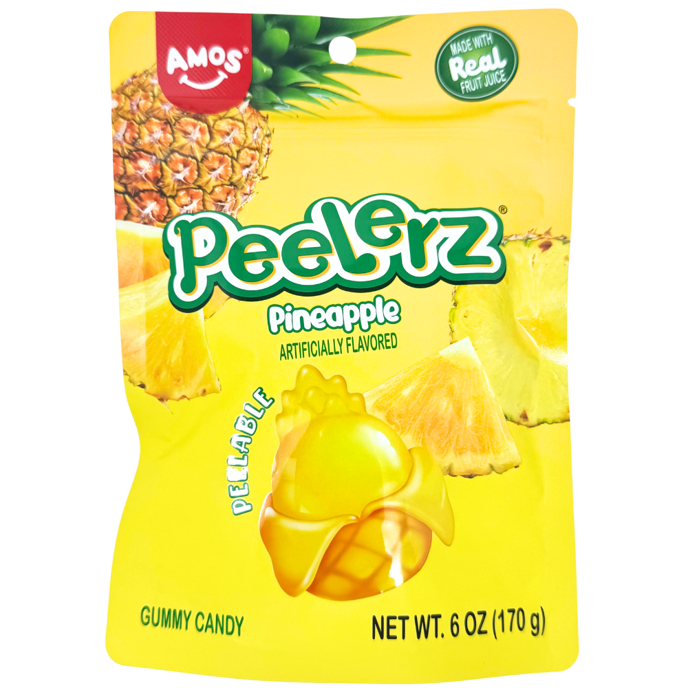 Amos Peelerz Gummy Pineapple 6oz - 12 Pack